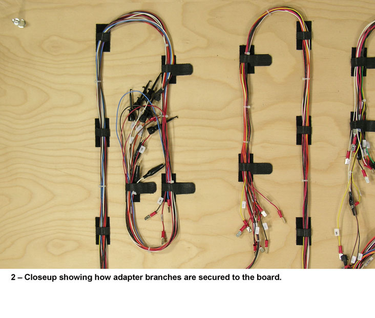 Close up of test harness adapter branches