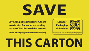Image of the chartreuse carton label showing QR code with instructions to save the packaging.