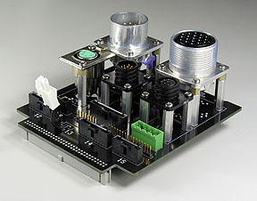 This board has five different circular connectors as well as some small rectangular connectors.