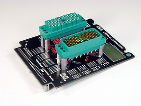 Two large rectangular connectors will easily fit on a CB8 board for either continuity testing or resistance testing.