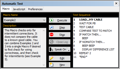 Screenshot of simple CableEye automation macro