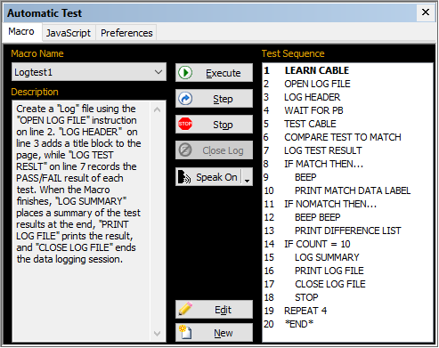 Screenshot of a multifunction CableEye automation macro