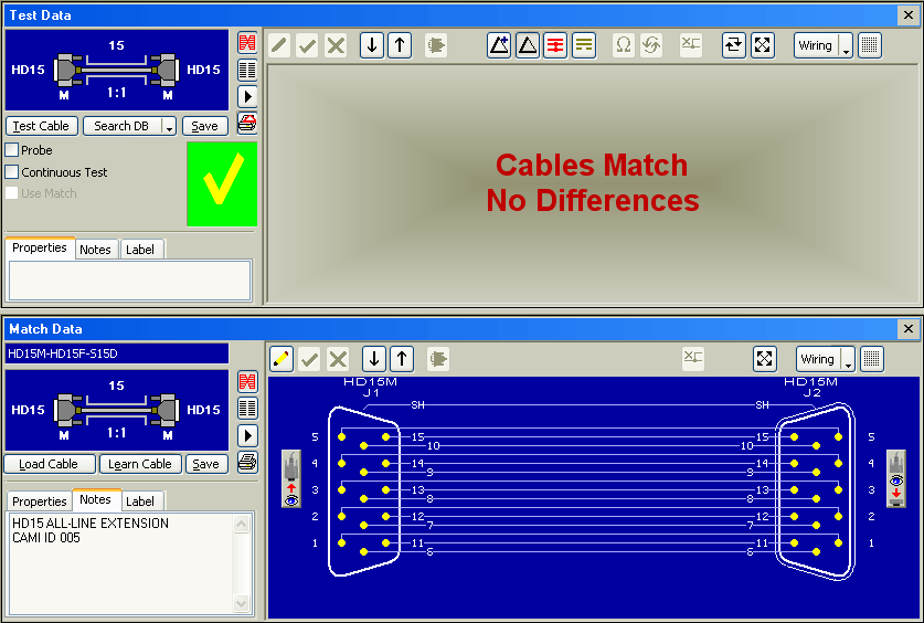 Cable testing results are immediately shown with CableEye.