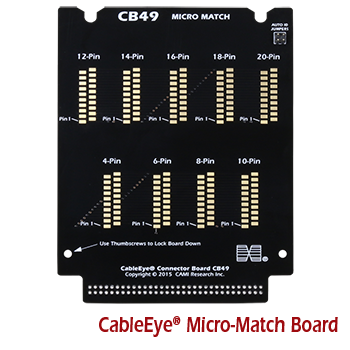 The CB49 contains nine sets of 20 solder pads accommodating numerous configurations of Micro-MaTch connectors.