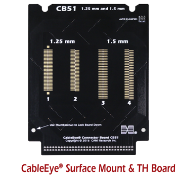 The CB51 contains four sets of 60 solder pads accommodating numerous configurations of surface mount and TH connectors.