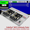 CableEye Tester Model M2Z with Production Mode Display Showing Wiring and Connectors-Under-Test Rendered Graphically.