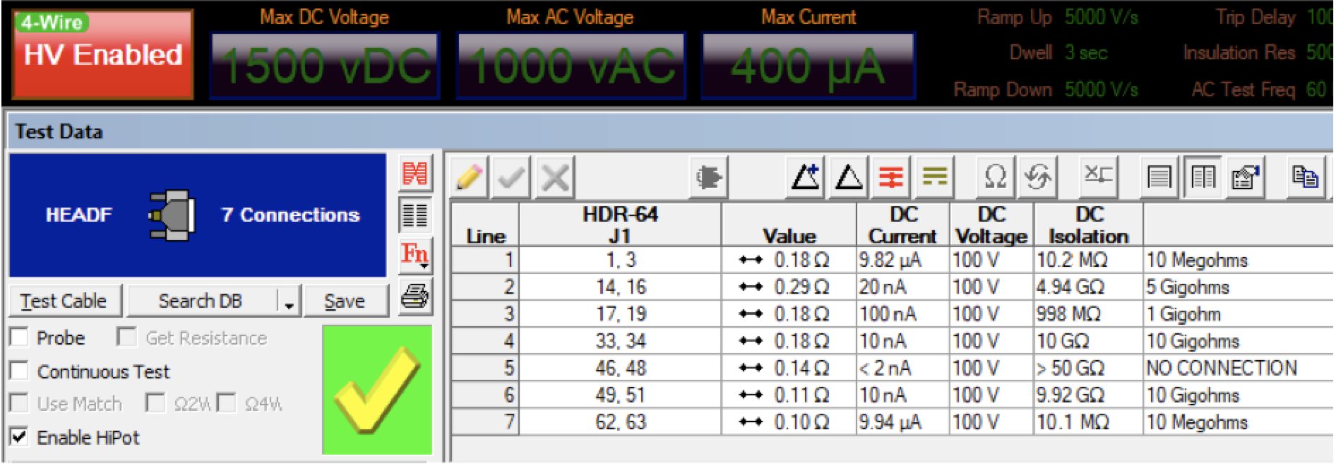 Netlist result of 10 GΩ measurement at 100V