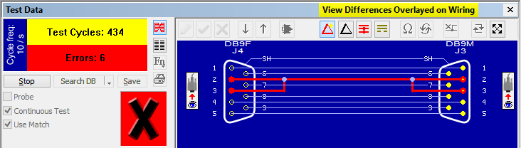 Cable testing continuous test - CableEye software screen shot