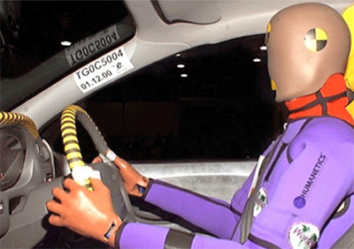 An image of a crash test dummy for which cables and harnesses are tested with CAMI's cable testing equipment.