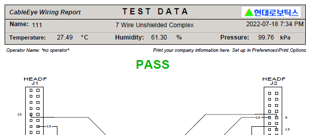 Test Printout with Environmental Test Conditions.