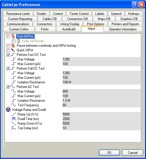 HiPot Preferences