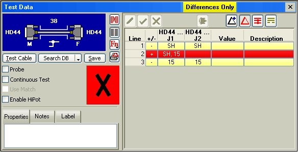 Screenshot showing the 'Differences' view.