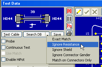 Search for cable match screen