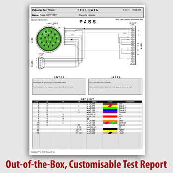 Continuity Pass test report with schematic & netlist