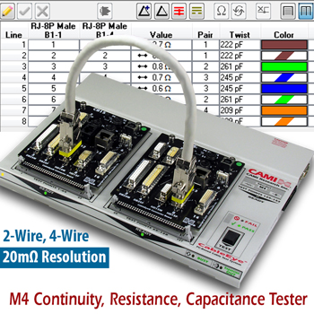 Image of tester and netlist of tested ethernet cable